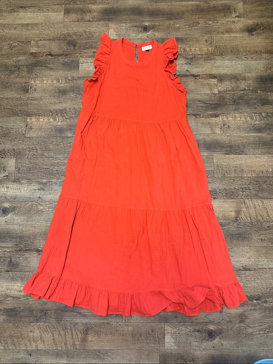 Universal Thread Dresses & Skirts - Ruffled Sleeve Tiered Midi Dress in Vibrant Red Size Large